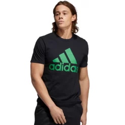 Men's adidas Classic Badge of Sport Tee -Hot Sale Adult Shop 2592871 Black Vivid Green