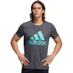 Men's adidas Classic Badge of Sport Tee -Hot Sale Adult Shop 2592871 Dark Gray Heather Mint