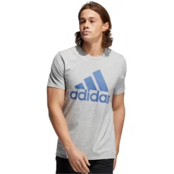 Men's adidas Classic Badge of Sport Tee -Hot Sale Adult Shop 2592871 Gray Heather Crew Blue