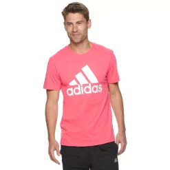 Men's adidas Classic Badge of Sport Tee -Hot Sale Adult Shop 2592871 Prism Pink White