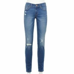 Women's Sonoma Goods For Life® Supersoft Stretch Midrise Skinny Jeans -Hot Sale Adult Shop 2954787 Destructed Fresh Blue