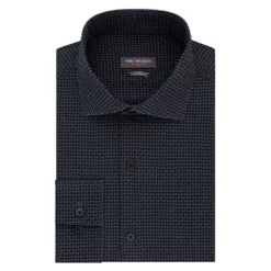 Men's Van Heusen Slim-Fit Traveler Hidden Button-Down Collar Dress Shirt -Hot Sale Adult Shop 3117049 Black Geo