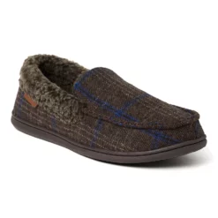 Men's Dearfoams Eli Microsuede Moccasin Slippers -Hot Sale Adult Shop 3427390 Brown Plaid