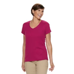 Women's Croft & Barrow® Essential V-Neck Tee -Hot Sale Adult Shop 3482291 Berry