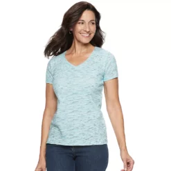 Women's Croft & Barrow® Essential V-Neck Tee -Hot Sale Adult Shop 3482291 Blue Spacedye