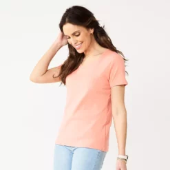 Women's Croft & Barrow® Essential V-Neck Tee -Hot Sale Adult Shop 3482291 Burnt Coral