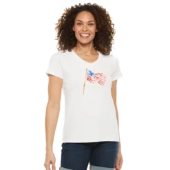 Women's Croft & Barrow® Essential V-Neck Tee -Hot Sale Adult Shop 3482291 Flag Print