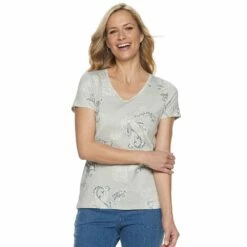 Women's Croft & Barrow® Essential V-Neck Tee -Hot Sale Adult Shop 3482291 Gray Paisley
