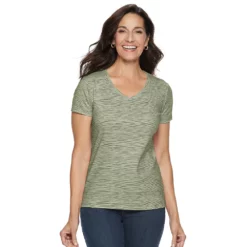 Women's Croft & Barrow® Essential V-Neck Tee -Hot Sale Adult Shop 3482291 Green Spacedye