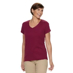 Women's Croft & Barrow® Essential V-Neck Tee -Hot Sale Adult Shop 3482291 Maroon