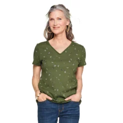 Women's Croft & Barrow® Essential V-Neck Tee -Hot Sale Adult Shop 3482291 Olive Leaves