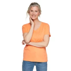 Women's Croft & Barrow® Essential V-Neck Tee -Hot Sale Adult Shop 3482291 Pastel Orange