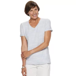 Women's Croft & Barrow® Essential V-Neck Tee -Hot Sale Adult Shop 3482291 Periwinkle Spacedye