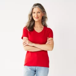 Women's Croft & Barrow® Essential V-Neck Tee -Hot Sale Adult Shop 3482291 Red Cherry