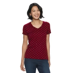 Women's Croft & Barrow® Essential V-Neck Tee -Hot Sale Adult Shop 3482291 Red Dot