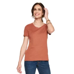 Women's Croft & Barrow® Essential V-Neck Tee -Hot Sale Adult Shop 3482291 Rust