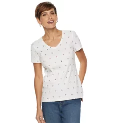 Women's Croft & Barrow® Essential V-Neck Tee -Hot Sale Adult Shop 3482291 White Sailboat