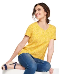 Women's Croft & Barrow® Essential V-Neck Tee -Hot Sale Adult Shop 3482291 Yellow Ditsy Flower