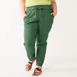 Juniors' Plus Size SO® High Rise Paperbag Jogger Pants -Hot Sale Adult Shop 3784612 Explorer Green