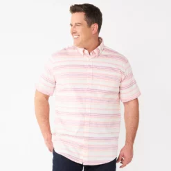 Big & Tall Sonoma Goods For Life® Poplin Button-Down Shirt -Hot Sale Adult Shop 3974513 Beach Stripe