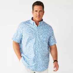 Big & Tall Sonoma Goods For Life® Poplin Button-Down Shirt -Hot Sale Adult Shop 3974513 Blue Floral