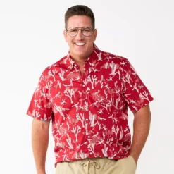 Big & Tall Sonoma Goods For Life® Poplin Button-Down Shirt -Hot Sale Adult Shop 3974513 Coral Cactus