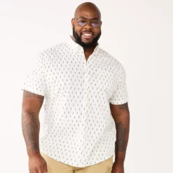 Big & Tall Sonoma Goods For Life® Poplin Button-Down Shirt -Hot Sale Adult Shop 3974513 Cream Arrows