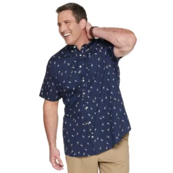 Big & Tall Sonoma Goods For Life® Poplin Button-Down Shirt -Hot Sale Adult Shop 3974513 Flamingo Dance