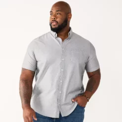 Big & Tall Sonoma Goods For Life® Poplin Button-Down Shirt -Hot Sale Adult Shop 3974513 Gray