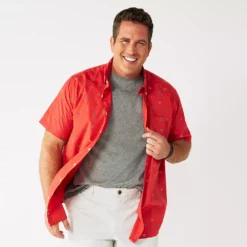 Big & Tall Sonoma Goods For Life® Poplin Button-Down Shirt -Hot Sale Adult Shop 3974513 Red Bandana Print