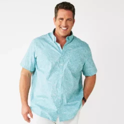 Big & Tall Sonoma Goods For Life® Poplin Button-Down Shirt -Hot Sale Adult Shop 3974513 Teal Waves