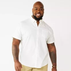 Big & Tall Sonoma Goods For Life® Poplin Button-Down Shirt -Hot Sale Adult Shop 3974513 White Arrow