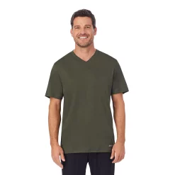 Men's Cuddl Duds® Far-Infrared Enhance V-Neck Sleep Tee -Hot Sale Adult Shop 4015603 Olive