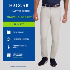 Men's Haggar® Active Series Travel Slim-Fit 5-Pocket Ripstop Pants -Hot Sale Adult Shop 4203001 ALT98