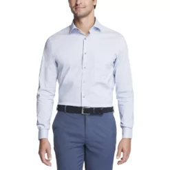 Men's Van Heusen Regular-Fit Stain Shield Spread-Collar Dress Shirt -Hot Sale Adult Shop 4227846 Blue Silver