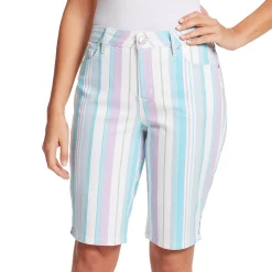 Petite Gloria Vanderbilt Bermuda Jean Shorts -Hot Sale Adult Shop 4273956 Cascade Blue Stripe