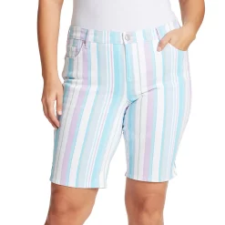 Plus Size Gloria Vanderbilt Midrise Bermuda Shorts -Hot Sale Adult Shop 4275306 Cascade Blue Stripe