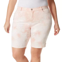 Plus Size Gloria Vanderbilt Midrise Bermuda Shorts -Hot Sale Adult Shop 4275306 Coral Tye Dye