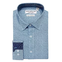 Men's Nick Graham Traveler Collection Performance Modern-Fit Stretch Dress Shirt -Hot Sale Adult Shop 4299763 Marine Kaleidoscope