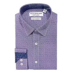 Men's Nick Graham Traveler Collection Performance Modern-Fit Stretch Dress Shirt -Hot Sale Adult Shop 4299763 Purple Kaleidoscope