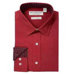 Men's Nick Graham Traveler Collection Performance Modern-Fit Stretch Dress Shirt -Hot Sale Adult Shop 4299763 Red Lotus Leaf