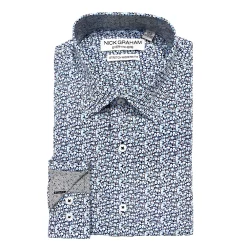 Men's Nick Graham Traveler Collection Performance Modern-Fit Stretch Dress Shirt -Hot Sale Adult Shop 4299763 White Deco Geo