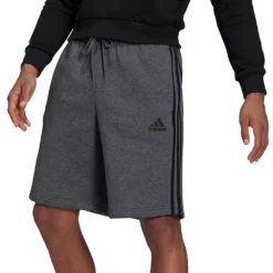 Men's adidas 3-Stripe Fleece Shorts -Hot Sale Adult Shop 4486228 Dark Gray Black