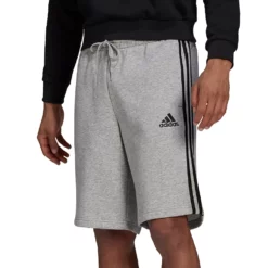 Men's adidas 3-Stripe Fleece Shorts -Hot Sale Adult Shop 4486228 Medium Gray Black