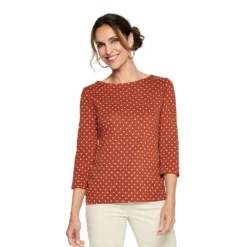 Women's Croft & Barrow® Boatneck Top -Hot Sale Adult Shop 4556649 Brown Dot