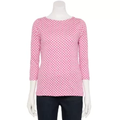 Women's Croft & Barrow® Boatneck Top -Hot Sale Adult Shop 4556649 Pink Circle Tile