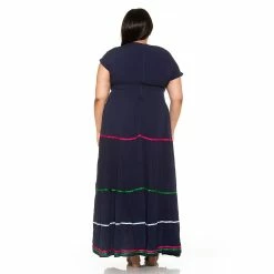 Plus Size ALEXIA ADMOR V-Neck Tiered Maxi Dress -Hot Sale Adult Shop 4840104 ALT