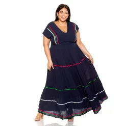 Plus Size ALEXIA ADMOR V-Neck Tiered Maxi Dress -Hot Sale Adult Shop 4840104 ALT3