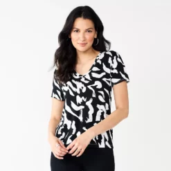 Women's Nine West Essential V-Neck Tee 48 Women's Nine West Essential V-Neck Tee -Hot Sale Adult Shop 4841148 Black Leopard