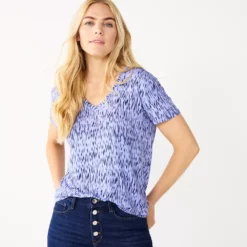 Women's Nine West Essential V-Neck Tee 34 Women's Nine West Essential V-Neck Tee -Hot Sale Adult Shop 4841148 Blue Ikat Dot